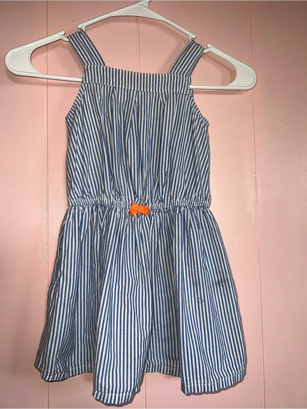 Carter's Blue and White Striped Dress with Bow Detail